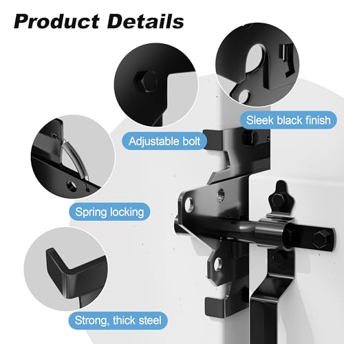 gate Latch for Wooden Fence, Fence gate Latch, Suitable for Wooden Fence Gates/Garden Gates, Wooden Fence Gate Hardware Latch, Black Coated