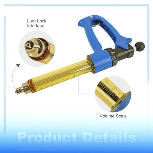 25ML Semi-automatic Livestock Syringe, Adjustable Continuous Repeating Cattle Vaccine Luer Lock Cattle Vaccine Gun, Veterinary Syringe for Cow Goat Sheep Pig - size: 25ML Blue