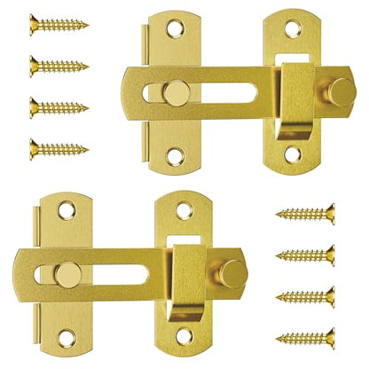 4 Inch Flip Latch Gate Latches, 180 Degree Flip Barn Door Lock Latch, Heavy Duty SUS304 Stainless Steel Flip Sliding Latch, Bolt Buckle Lock for Barn Wood Fence Sliding Doors, Gold, 2 Pack - color: Gold