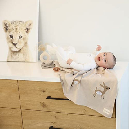 Soft Baby Swaddle Receiving Blanket - 100% Cotton Knit Soft Cozy Receiving Swaddling Quilt Blanket for Shower Gift Registry for Newborns, Infants, Toddlers (Deer - Sage) - color: 08 - Deer - Woodland Sage