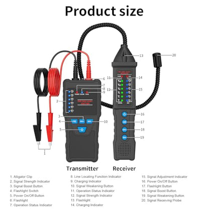 U610 Underground Wire Locator, Underground Cable Locator Wire Tracker for Pet Fence Buried Cables, Test Short Circuit Breaker of Wall and Underground Cables