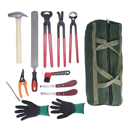 lukar 12PCS Horse Farrier Tools Kit Hoof Trimming Tools with Handbag