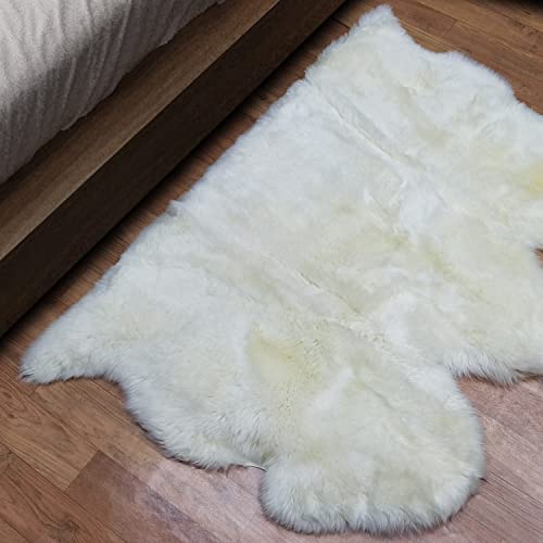 Champlus Genuine Australian Merino Sheepskin Rug, 3.3x5 ft Sheep Skin Rug, Lambskin Area Rug, 3-Pelt, White - size: 3'4" x 5' (Natural)