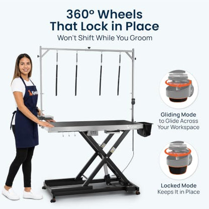 KANIS Professional Electric Dog Grooming Table - Heavy Duty - color: BLACK, size: 49"