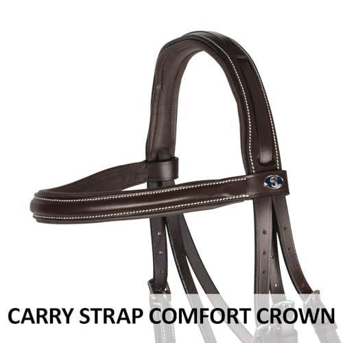 Schneiders Figure 8 English Jump Bridle for Horses Buffalo Leather | Fancy Stitching | Comfort Crown | Non-Slip Reins Included | Adjustable Fit - size: Cob Size