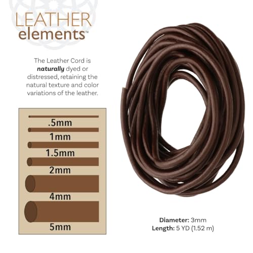 The Beadsmith Leather Cord – Brown – 3mm Spool – 5 Yards/4.5 Meters – Indian Leather Thong Ideal for Braiding, Beading, Necklaces, Fine Lacing, Hair Accessories & DIY Jewelry Making - size: 3mm, style: Brown – 5 Yards