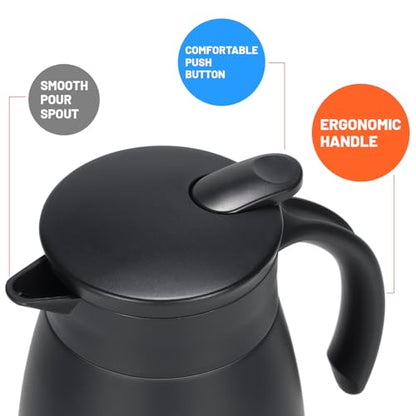 27oz Insulated Coffee Carafe with Handle, Black - color: Black, size: 27 Ounces