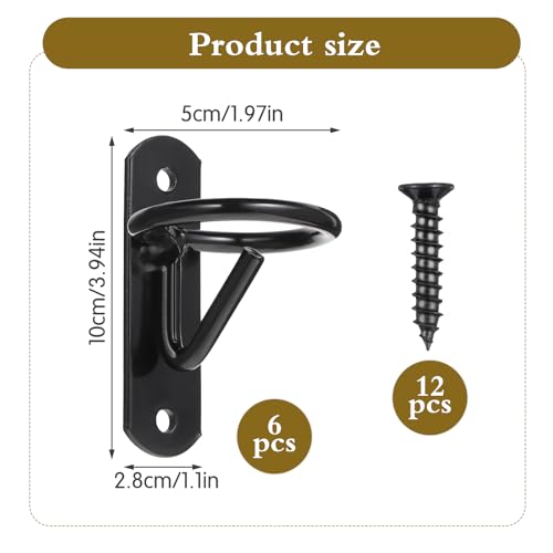 6 Pcs Bucket Hooks for Horses Equestrian Bucket Hook Metal Water Bucket Hangers Horse Stalls Feed Bucket Barn Farmhouse Supplies (Black)