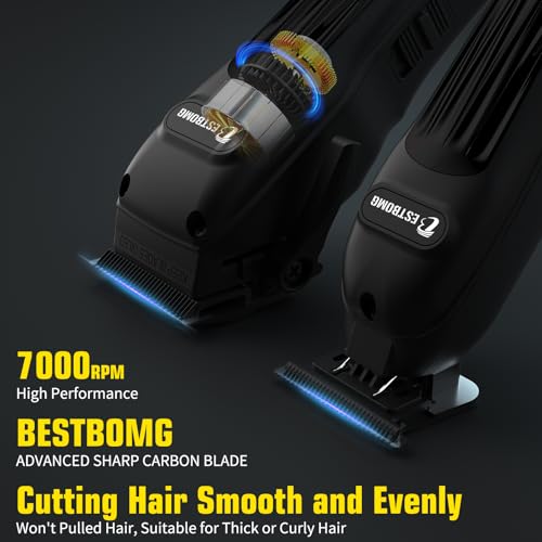 BESTBOMG® Professional Hair Clippers for Men, Clipper & Trimmer Set, Black - color: Black