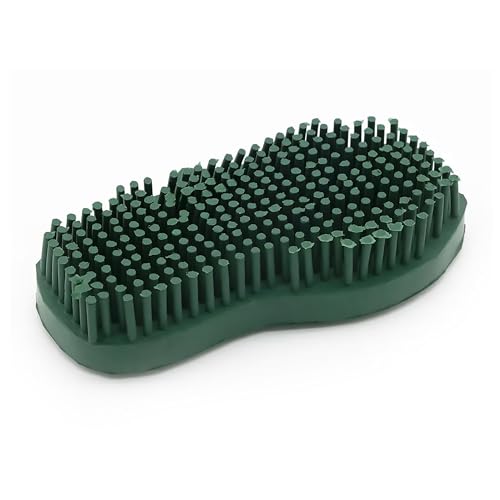 Grewal Equestrian Snuggy Groomer Soft Teeth Rubber Groomer Curry (Green) - color: Green