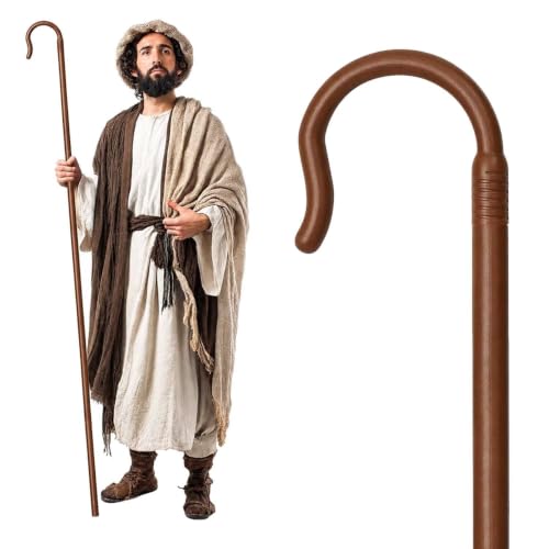 Adjustable Shepherd Staff, 63IN Crook Cane for Wizard Costume