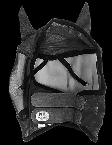 Majestic Ally Horse Fly Mask with Ears, Black - color: Black