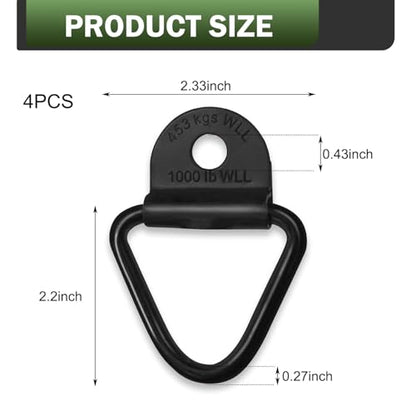 4 PCS Truck Bed Cargo Tie Down Anchors Rings, Heavy Duty V Rings Bolts Forged Lashing Ring, 1000 lbs Capacity Trailer Anchors Hooks, Universal for Trailers, Trucks, Cargo Tie Downs (Black)