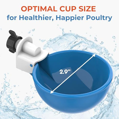 Lil Clucker - Blue Large Automatic Chicken Waterer Cups Suitable for Ducks, Geese, Turkeys, and Bunny Rabbit - Water Feeder Kit - Poultry Waterer - Pack of 8… - size: 8-Pack