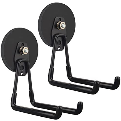 ULIBERMAGNET Strong Magnetic Ultimate Hooks,Large Magnet with Hooks for Heavy Duty Tools,Jig Saw,Hose, 2 Pack Heavy Duty Magnetic Hooks for Hammer Drill,Circular Saw,Garden Tool(3.46inch/Black) - style: 3.46INCH 2PACK Black Large Hooks