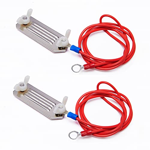QMARK 2 Pack Electric Fence Tape Connector, Polytape Connector, Polyrope Connector,Energizer Connector, with 36 Inch (90 cm) Wire (to Energizer)