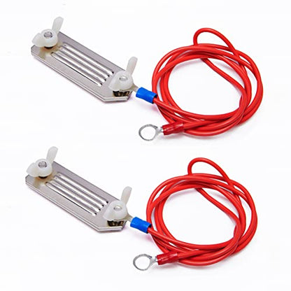 QMARK 2 Pack Electric Fence Tape Connector, Polytape Connector, Polyrope Connector,Energizer Connector, with 36 Inch (90 cm) Wire (to Energizer)