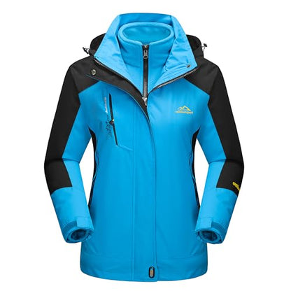 MAGCOMSEN Women's 3-in-1 Winter Coats Snow Ski Jacket Waterproof Windproof Fleece Lined Winter Jacket Parka - color: Lake Blue, size: Medium
