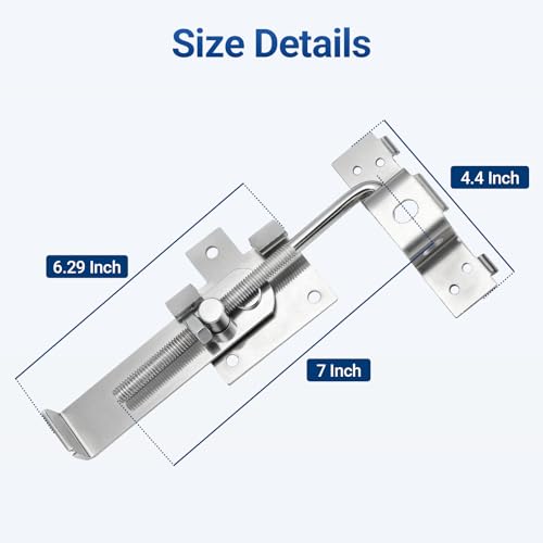 7 Inch Barn Door Jamb Latch with Hook for Barn & Bi‑Parting Sliding Doors