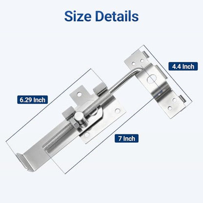 7 Inch Barn Door Jamb Latch with Hook for Barn & Bi‑Parting Sliding Doors