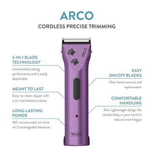 Wahl Professional Animal Arco Cordless Clipper Kit, 8786-1001, Purple - color: Purple