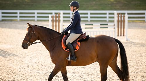 Horse Contoured Fleece Lined Quilted English Saddle Pad Black 72153 - color: Orange