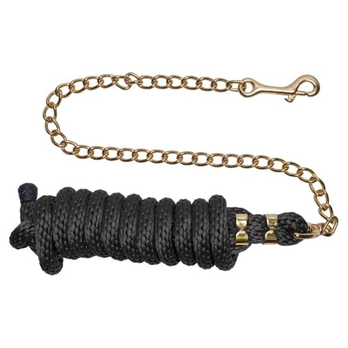 Schneiders Nylon Lead Rope with Brass Plated Chain | Durable & Rot-Resistant | 30 Brass-Plated Chain for Added Control - color: Black