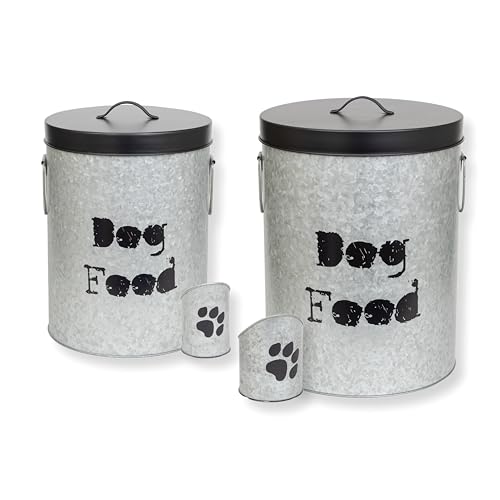 Large & Medium Combo Dog 60lb & 40lb Pet Food Storage Canister with Scoop – Durable & Airtight for Freshnesss, Minimalist Design & Recyclable, Large Metal Container - size: Combo - Large Dog 60lb & Medium Dog 40lb