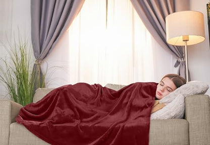 Utopia Bedding Soft Fleece Bed Blanket Throw Size Burgundy (50x60 Inch) - color: Burgundy, size: Throw (50x60 Inch)