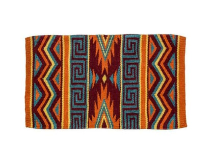 Tough 1 Mayan Wool Saddle Blanket - color: Orange/Straw/Teal/Maroon