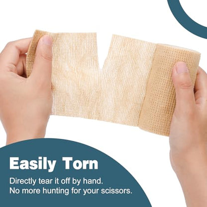 AZEN 9 Pack Self Adhesive Bandage Wrap, 4" X 5 Yards Elastic Cohesive Bandage Wrap, Skin Color Athletic Tape, Ankle Tape, Tattoo Grip Tape Wrap, Vet Wrap - color: Beige, size: 4IN - 9Pack