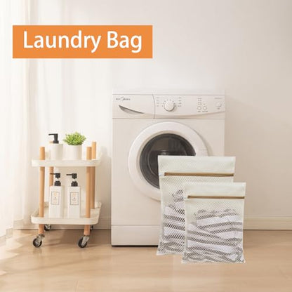 6Pcs Durable Honeycomb Mesh Laundry Bags for Delicates (3L 3M) Beige - color: Beige
