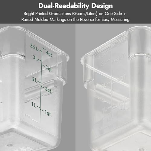 CURTA 8-Pack 18 Qt NSF Clear Polycarbonate Food Storage Containers with Blue Lids - Square, Commercial-Grade, Freezer & Dishwasher Safe, Stackable - color: 18.0 Qt 8-Pack(Blue Lids)