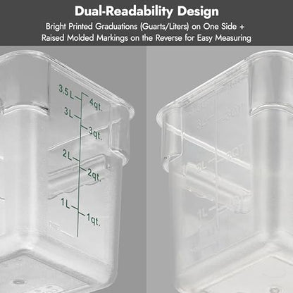 CURTA 8-Pack 18 Qt NSF Clear Polycarbonate Food Storage Containers with Blue Lids - Square, Commercial-Grade, Freezer & Dishwasher Safe, Stackable - color: 18.0 Qt 8-Pack(Blue Lids)