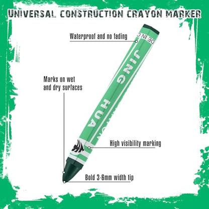 MotiMind 60 Pcs Industrial Lumber Crayons Bulk Wax Tire Marker Construction Marker for Craft Detailed Marking on Lumber Metal Carton Ceramics Concrete Glass Plastic 4.45" x 0.43" (Green) - color: Green