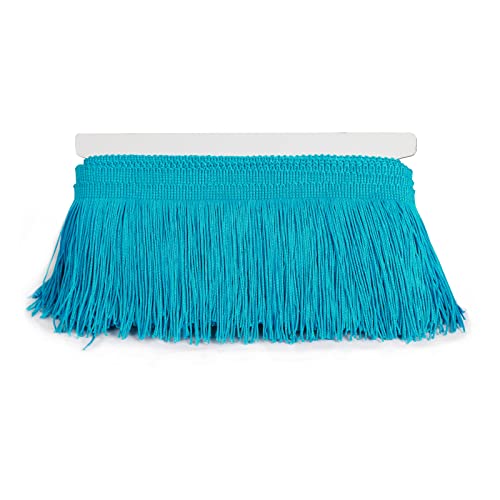 Chainette Fringe Trim 5 Yard x 4 Inches Fabric Tassel Trims - color: Blue, size: 4"-5Yards/R