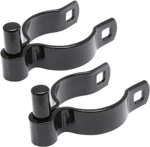 Chain Link Gate Post Hinge - Heavy Duty Pressed Steel - Includes Carriage Bolts & Nuts (Black Coated Steel, 2-3/8") - color: Black Coated Steel, size: 2-3/8"