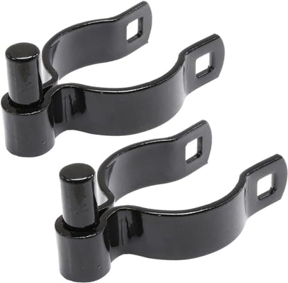 Chain Link Gate Post Hinge - Heavy Duty Pressed Steel - Includes Carriage Bolts & Nuts (Black Coated Steel, 1-5/8") - color: Black Coated Steel, size: 1-5/8 Inch