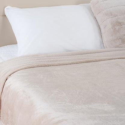 Berkshire Blanket Classic VelvetLoft® Solid Bed Blanket, Twin Size Bed Blanket, Lightweight Soft Fuzzy Plush Blanket for Bed and Couch, Grain, 60x92 Inches - color: Grain, size: Twin/Twin XL