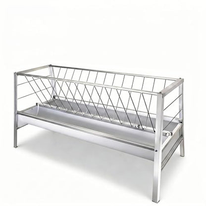 Dual Trough Waste-Proof Feeder, Forage & Concentrate Trough for Goats, Sheep and Cattle