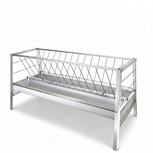 Dual Trough Waste-Proof Feeder, Forage & Concentrate Trough for Goats, Sheep and Cattle