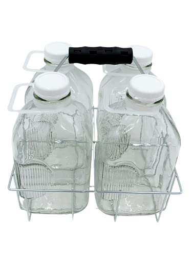 Wire Bottle Carrier for Libbey, StanPac, The Dairy Shoppe 64 oz bottles (64 oz The Dairy Shoppe ®, 4 Cell Carrier)