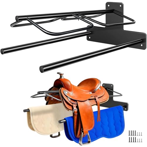 2 Pack Saddle Rack with Double Pad Bar, Wall Mounted Saddle Stand