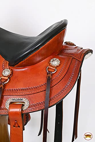 HILASON Hand-Tooled Western Saddle for Draft Horses Wide Gullet 4-Way Flex Tree - size: 16 In