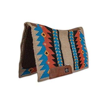 Professional's Choice Fuse Saddle Pad | Navajo Top with Steam-Pressed Bottom - color: Sand/Pacific Blue, style: 3/4" Felt Thickness