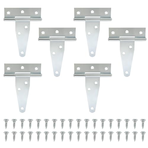 Murtenze 6Pack 3 Inch Silver T-Strap Shed Hinge - color: Silver, size: 3 Inch - 6Pack