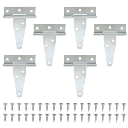 Murtenze 6Pack 3 Inch Silver T-Strap Shed Hinge - color: Silver, size: 3 Inch - 6Pack