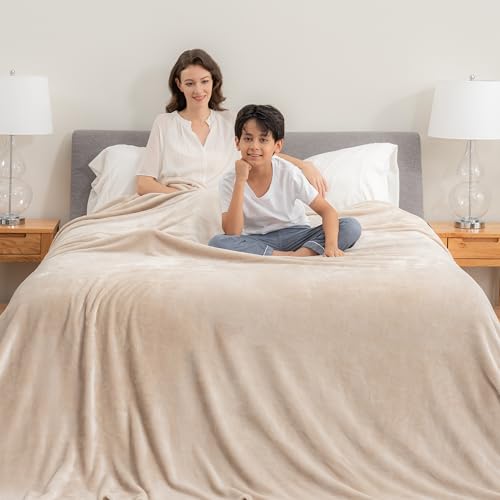 Berkshire VelvetLoft Oversized King Family Blanket, All Season Mid-Weight Ultra Silky and Fuzzy, Seamless Extra Large (Grain, 120x120 Inches) - color: Grain, size: Oversized King