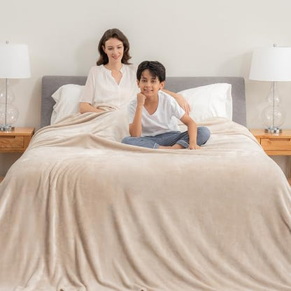 Berkshire VelvetLoft Oversized King Family Blanket, All Season Mid-Weight Ultra Silky and Fuzzy, Seamless Extra Large (Grain, 120x120 Inches) - color: Grain, size: Oversized King