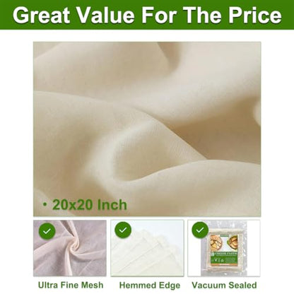 8 Pcs Cheese Cloths, SGS Tested 100% Unbleached Cotton, 20x20 Inch Cheesecloth for Straining, Grade 100 Ultra-Dense Cheese Cloth With Fabric Fine Mesh Cloth for Cooking, Juicing, Baking, Cheese Making - color: 8 Pcs